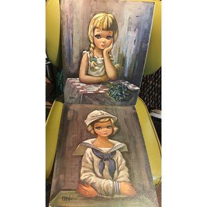 Eden big eye art prints set of 2 Sailor Girl & Pensive 11" x 14" cardboard